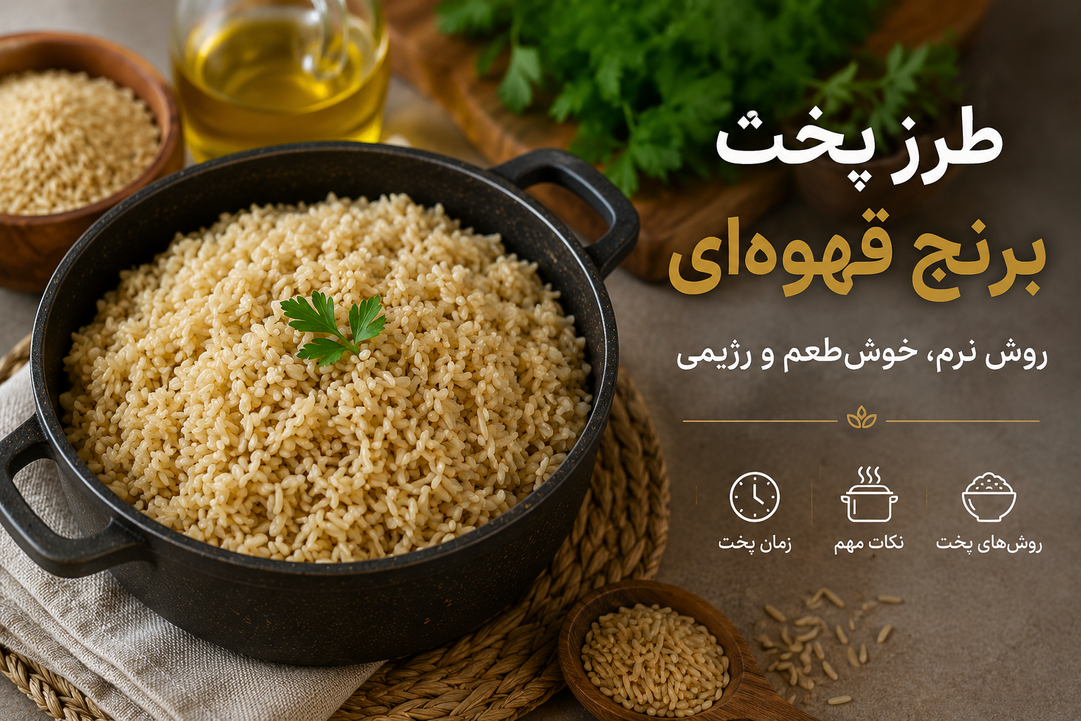 طرز پخت برنج قهوه‌ای