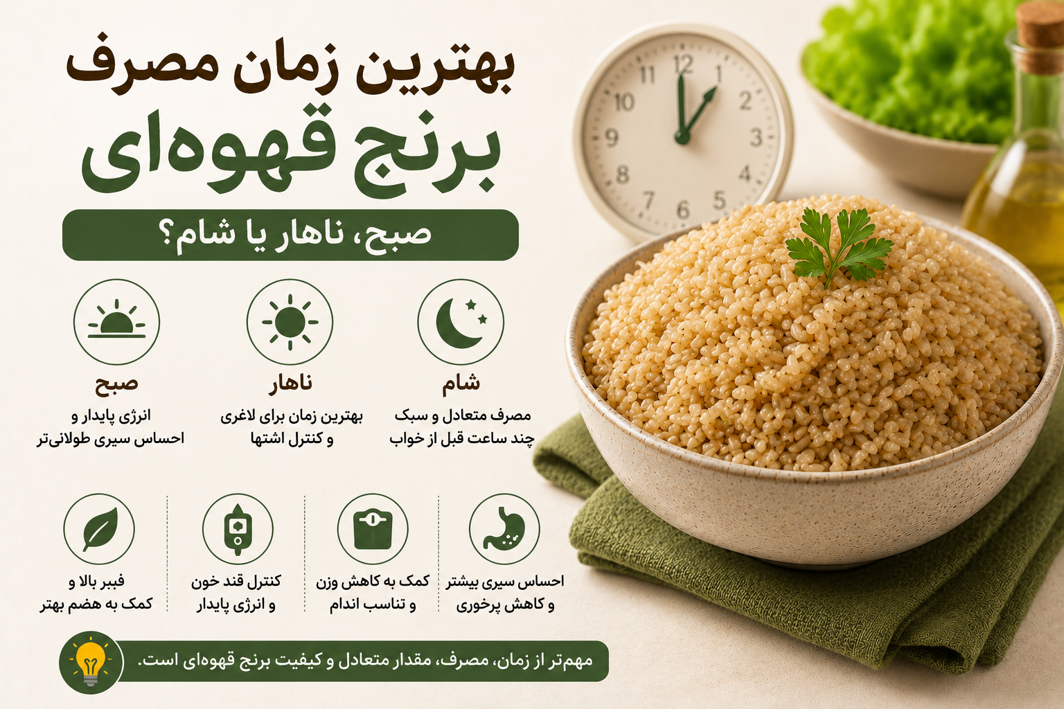 بهترین زمان مصرف برنج قهوه‌ای